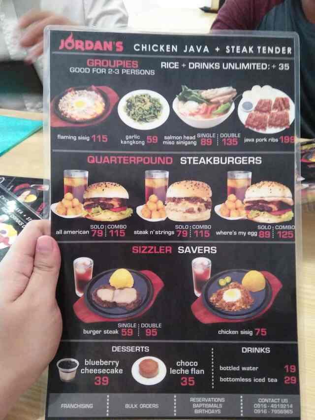 Menu at Jordan's BBQ, Quezon City, 34 Visayas Avenue