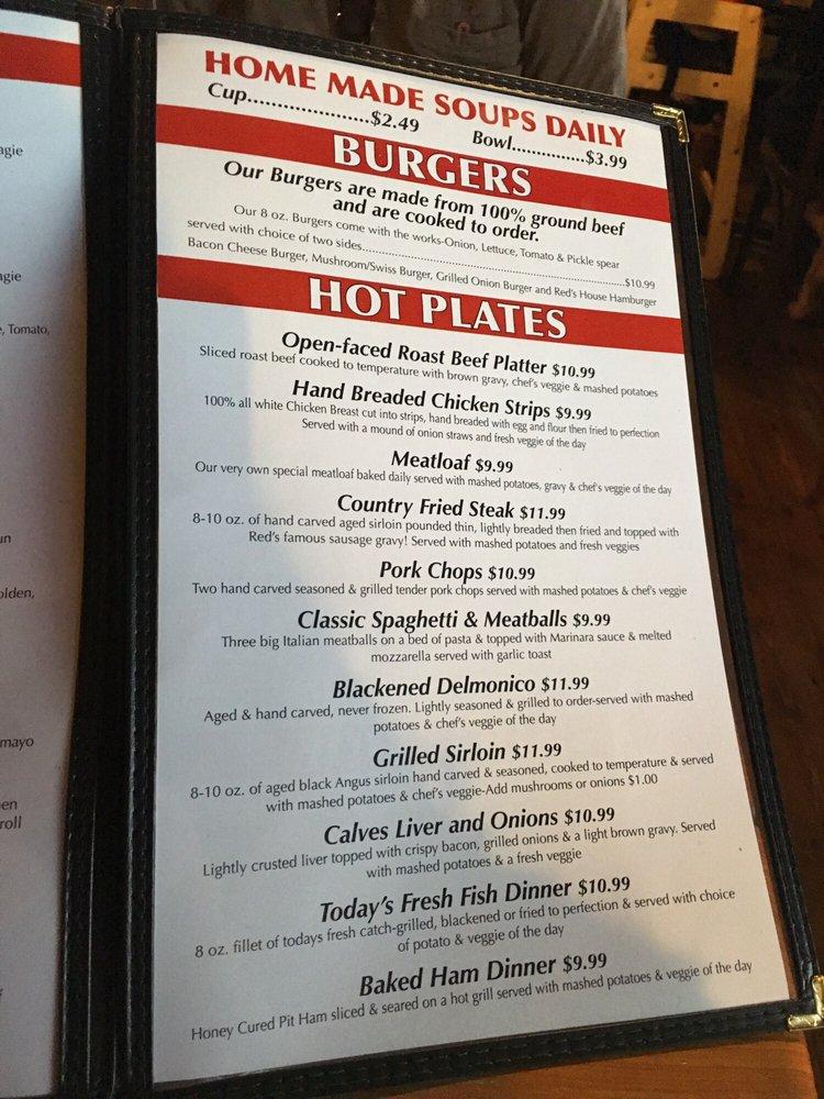 Menu at Red's Restaurant, Hernando