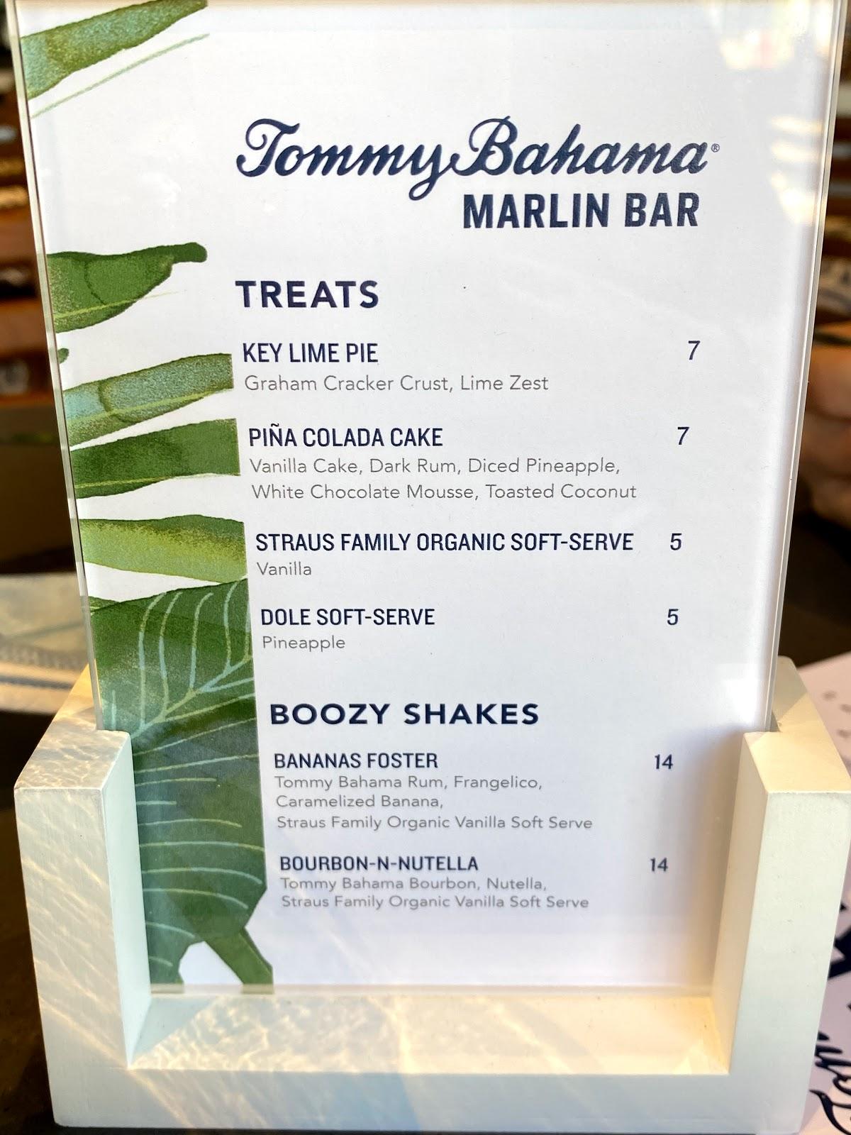 Menu At Tommy Bahama Marlin Bar & Store, Las Vegas, Las Vegas Blvd S ...