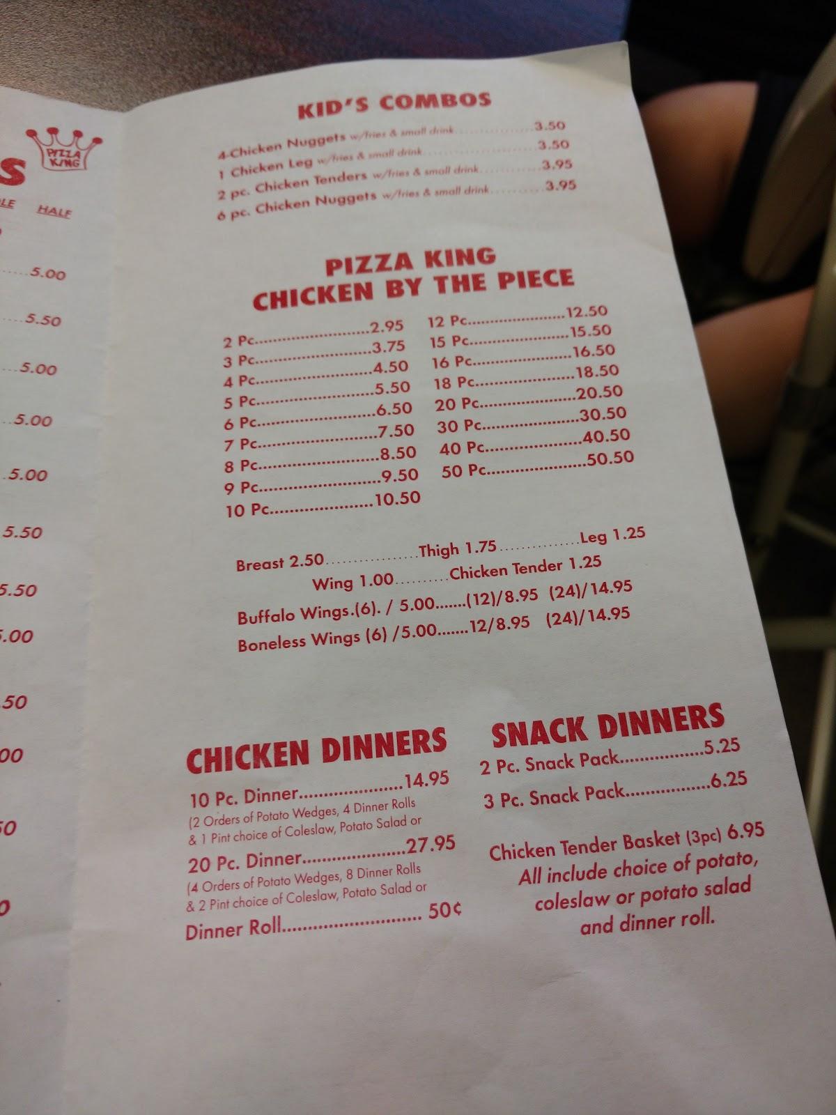 Menu at Pizza King pizzeria, Knox, 103 S Heaton St