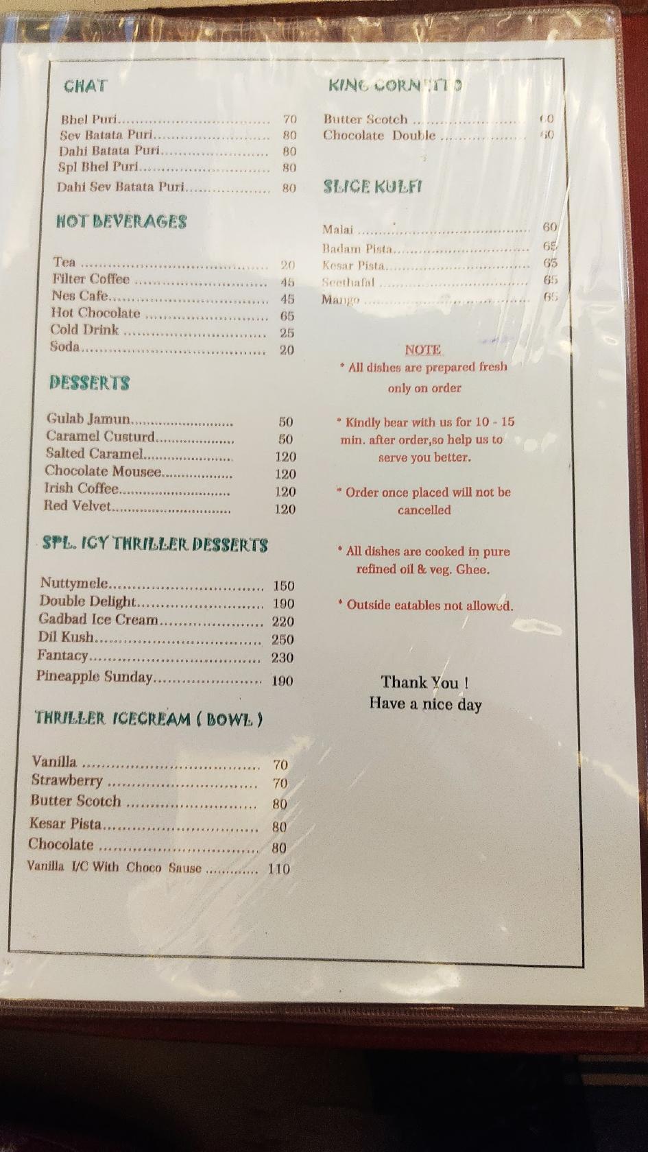 Ruchi Restaurant (Veg) menu