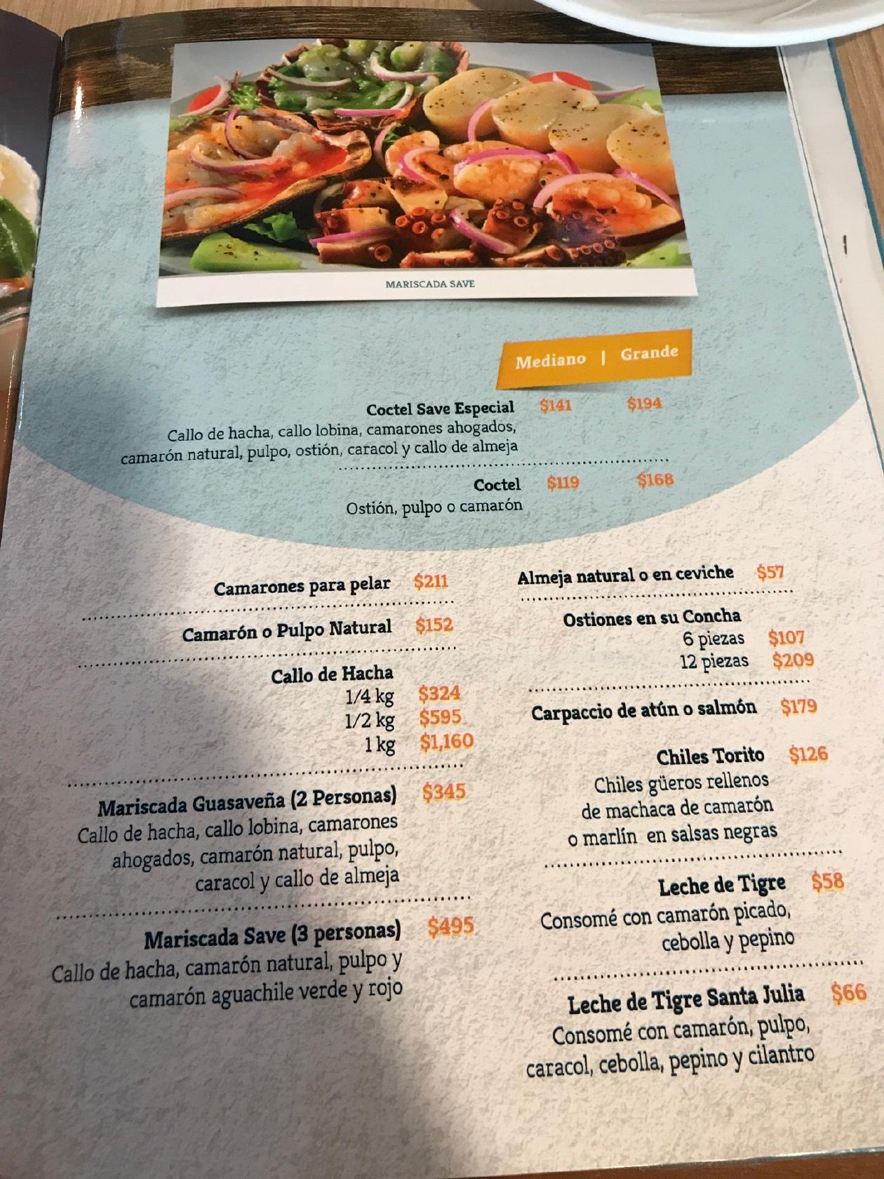 Carta de Restaurante Save Av. Patria, Zapopan, Av. Patria 574