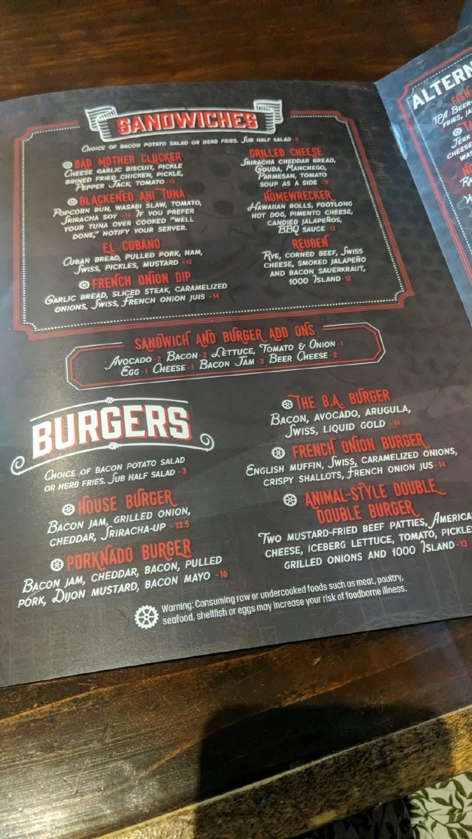 Menu at Catch22 Craft Kitchen & Tap House restaurant, Mount Juliet