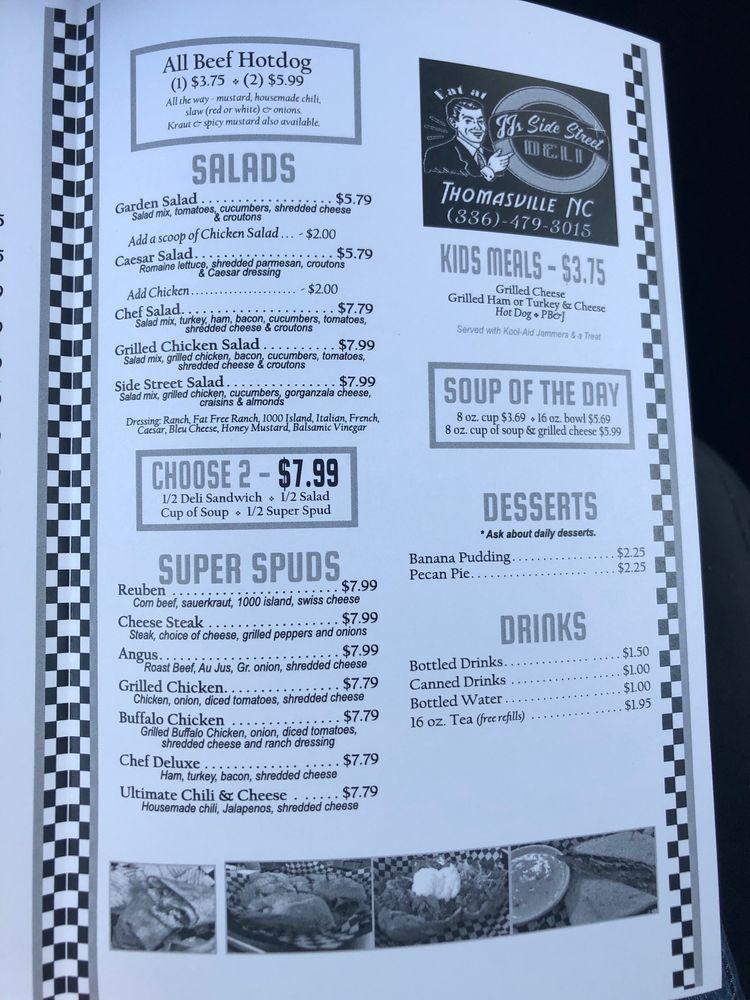 Menu at JJs Side Street Deli LLC restaurant, Thomasville