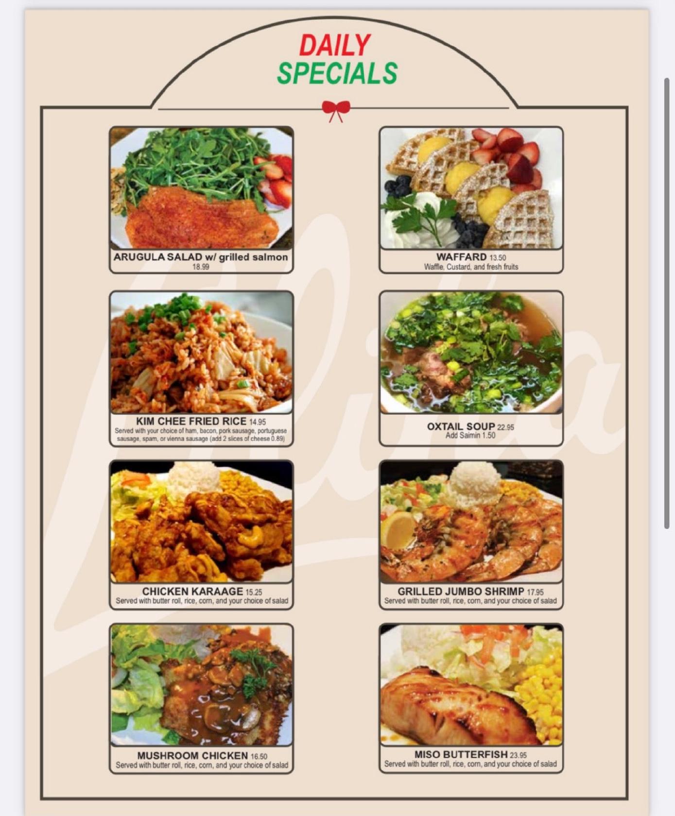 Menu at Liliha Bakery, Honolulu, 1450 Ala Moana Blvd