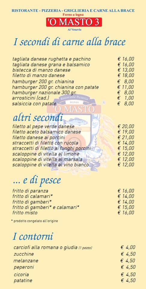 Menu de O masto 3 al Vesuvio Garbatella
