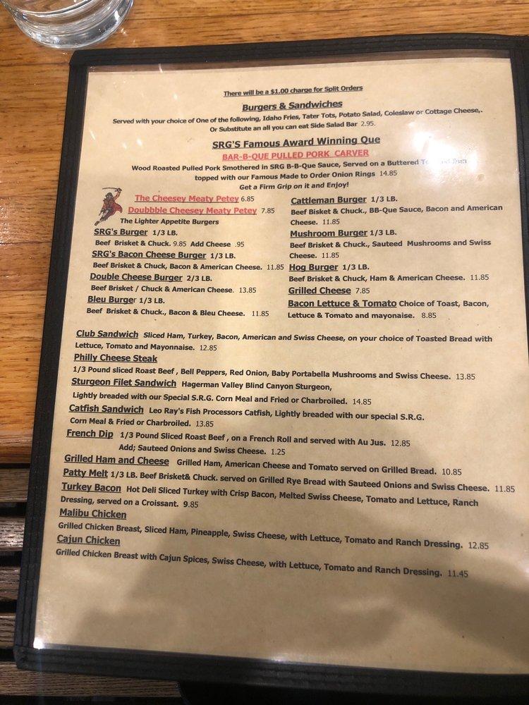 Menu at Snake River Grill steakhouse, Hagerman