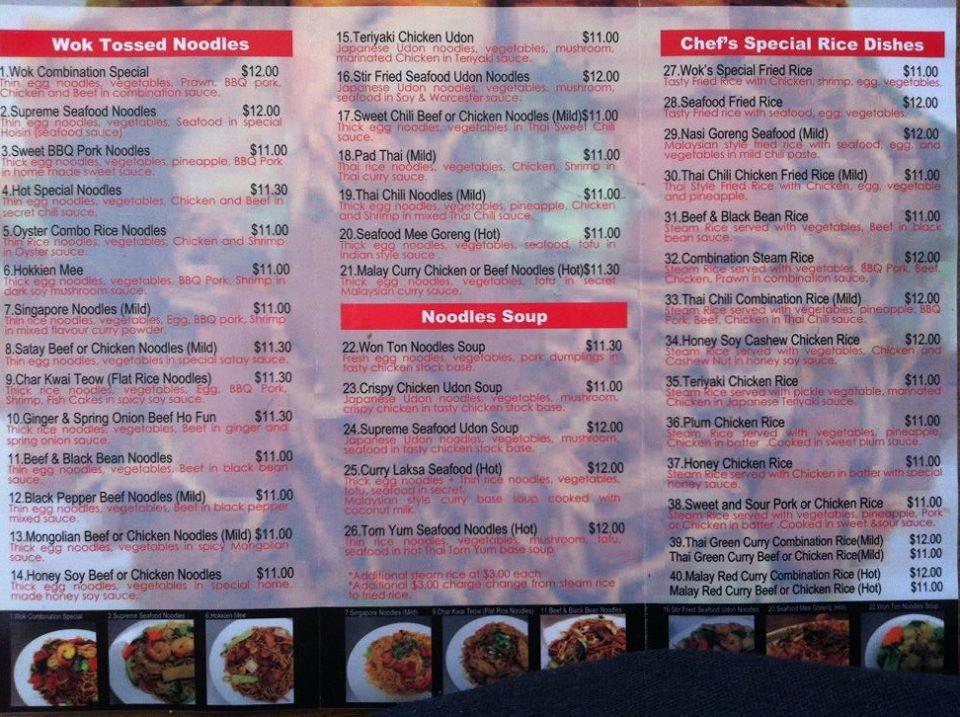 Menu at Asian Wok Noodle & Sushi Bar, Drysdale