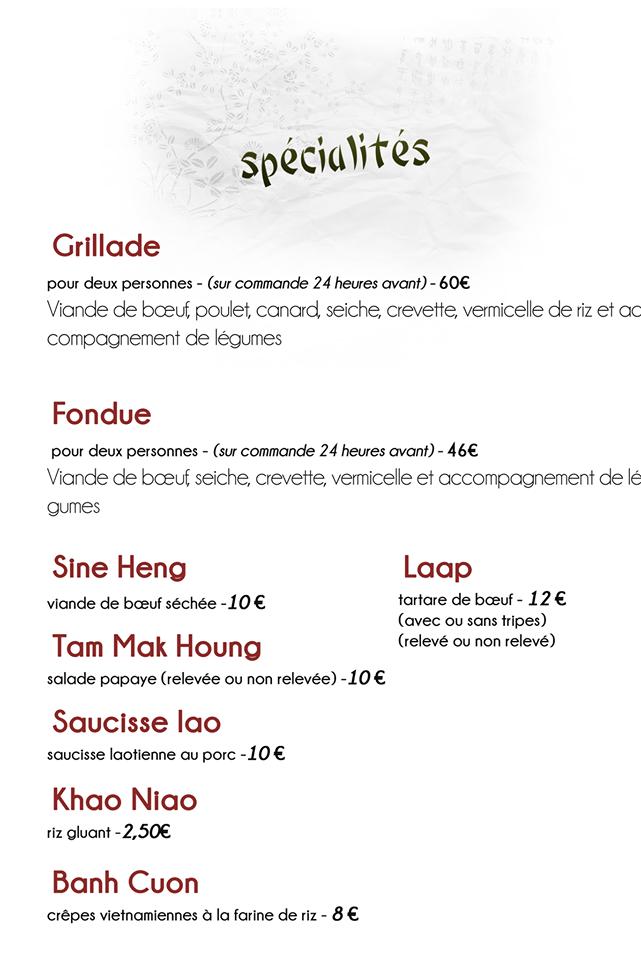 Menu at Prince de Jade restaurant, Fonsorbes