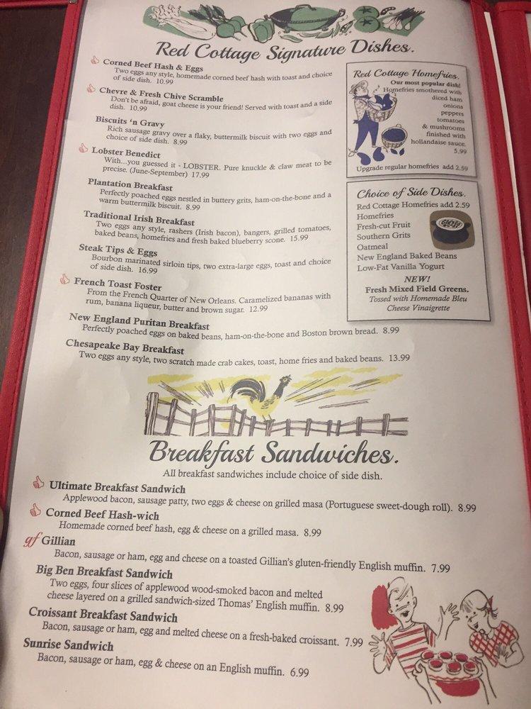 Menu at Red Cottage Restaurant, Dennis