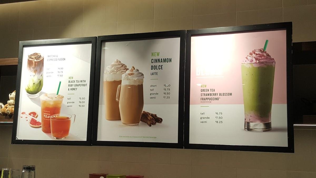 Carta del café Starbucks, Melbourne, 168 Exhibition St