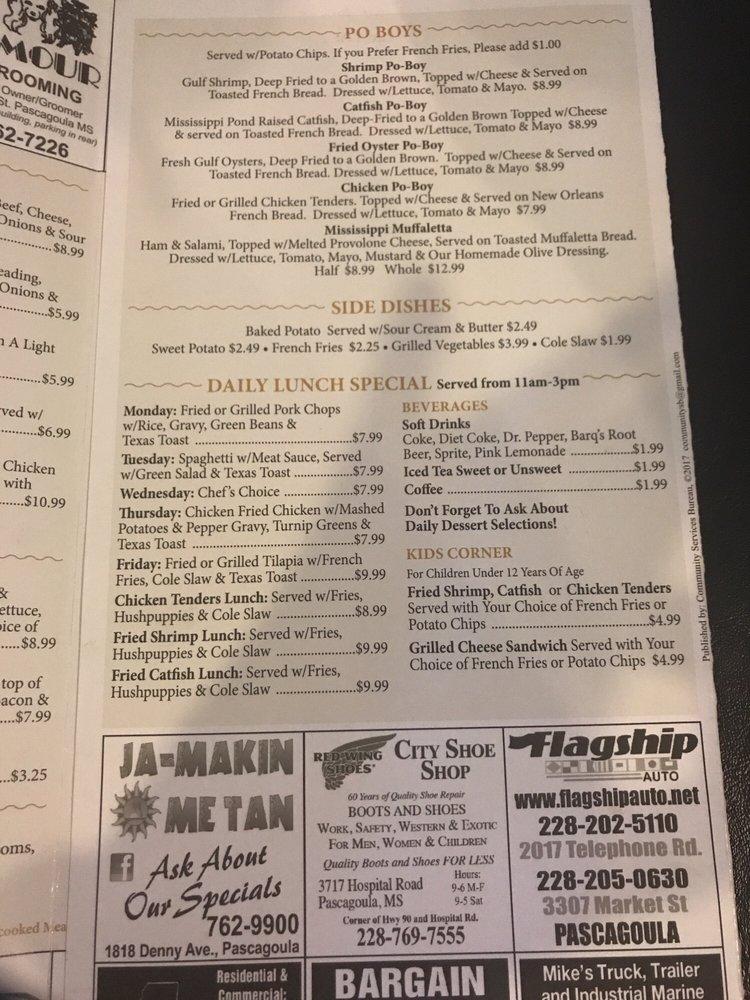 Menu at The Cornerstone Restaurant, Gautier, 332 US90