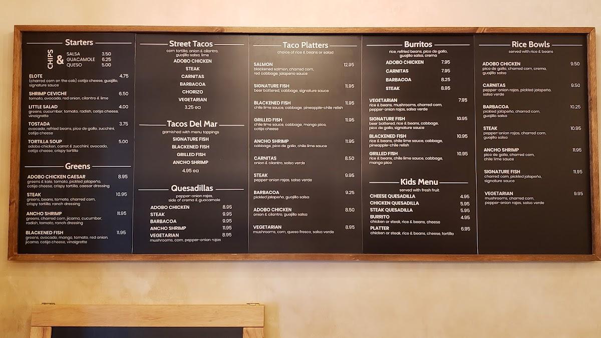 Menu at Fish Taco Tysons restaurant, Tysons
