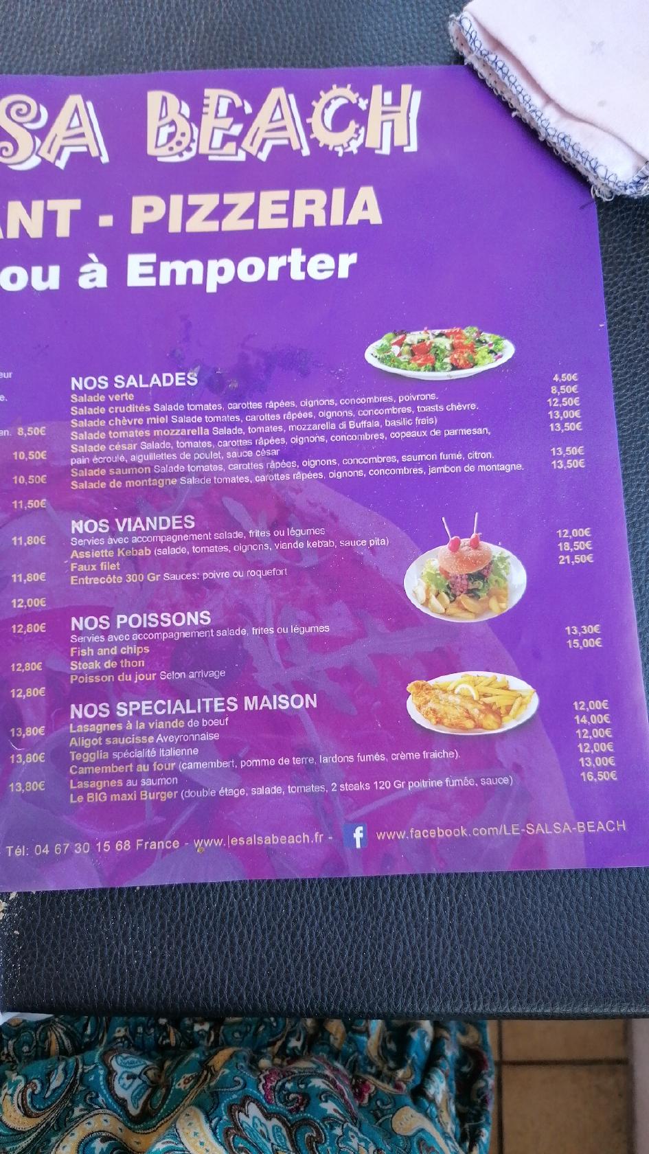 Carta del restaurante LA SALSA, Marseillan