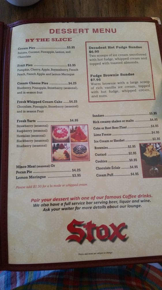 Menu at Stox Restaurant Bakery & Bar, Downey