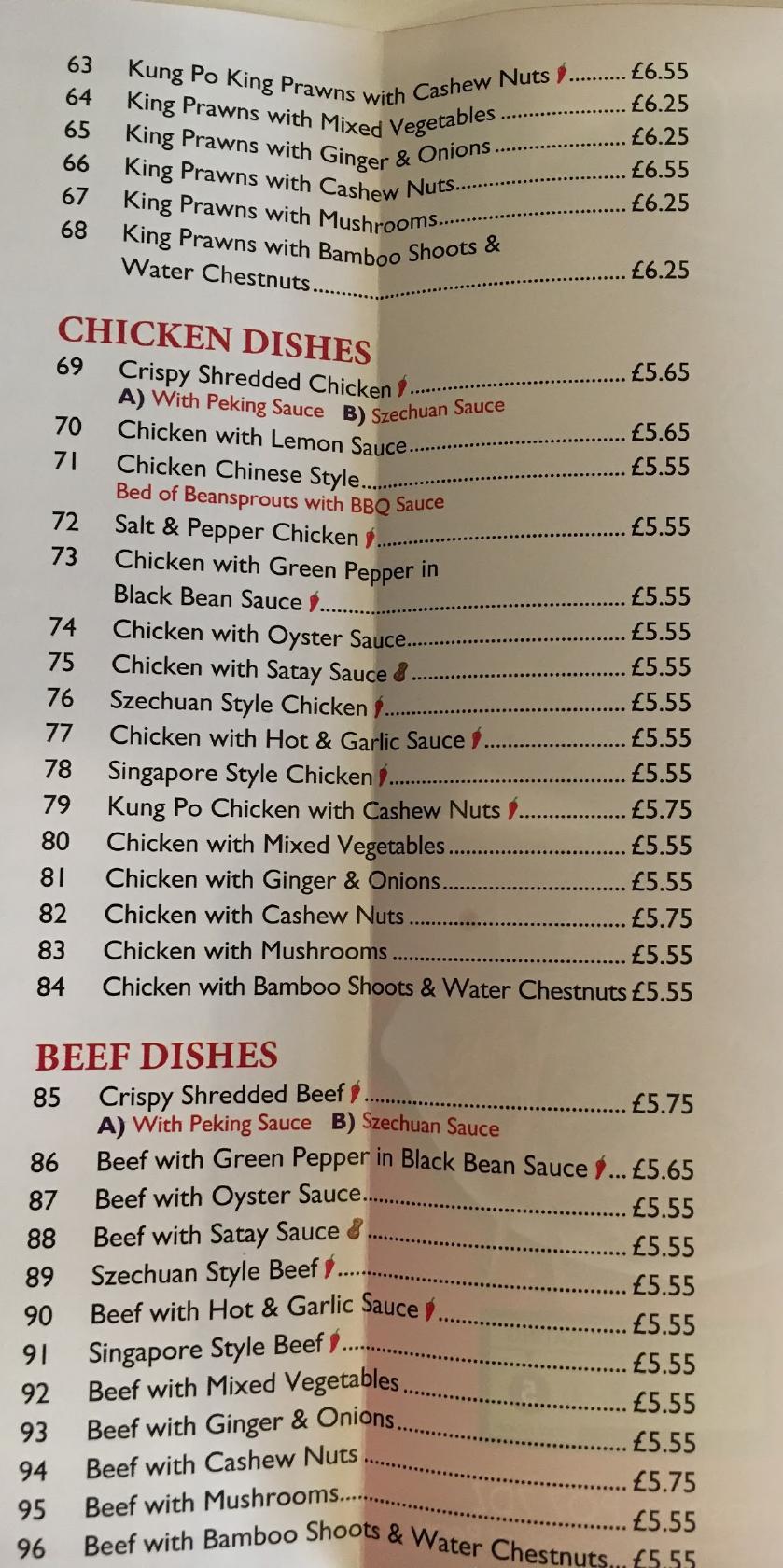 Menu at Noodle Bar,Waterlooville, Waterlooville