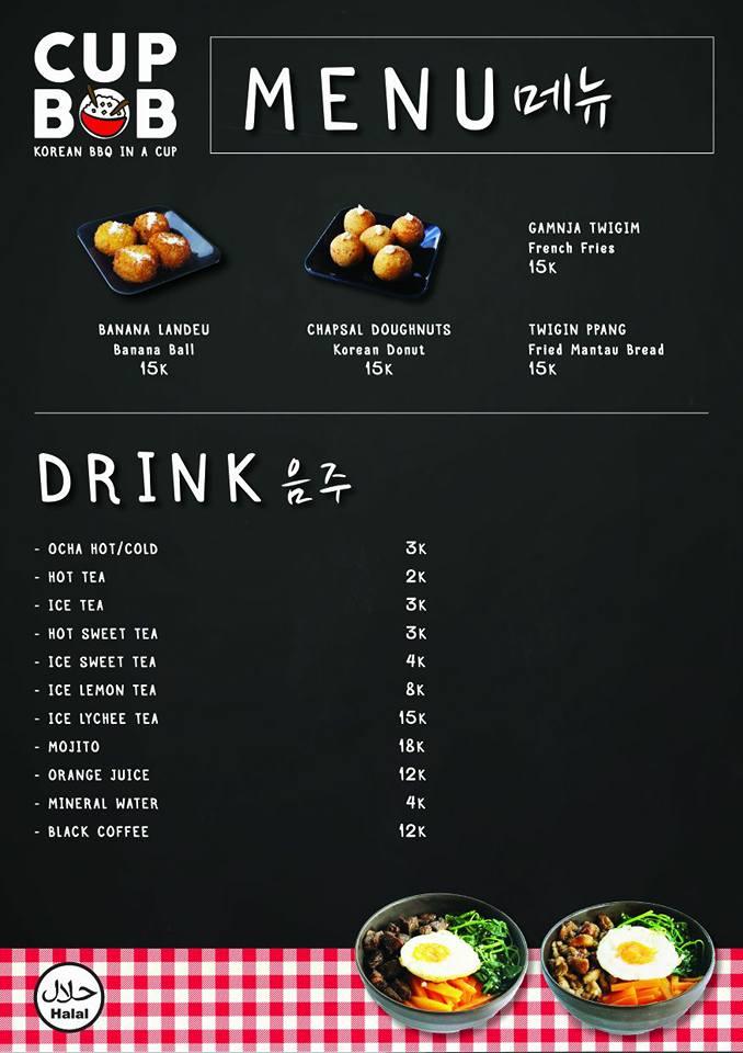 Menu at CUP BOB Korean BBQ In A Cup Bandung, Bandung