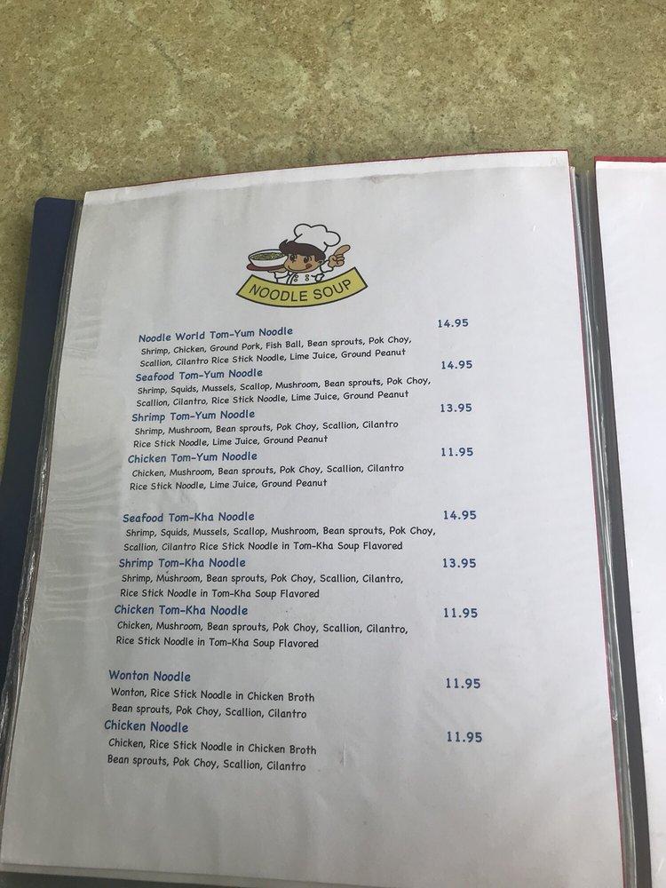 Menu at Noodle World Thai & Sushi restaurant, Stuart