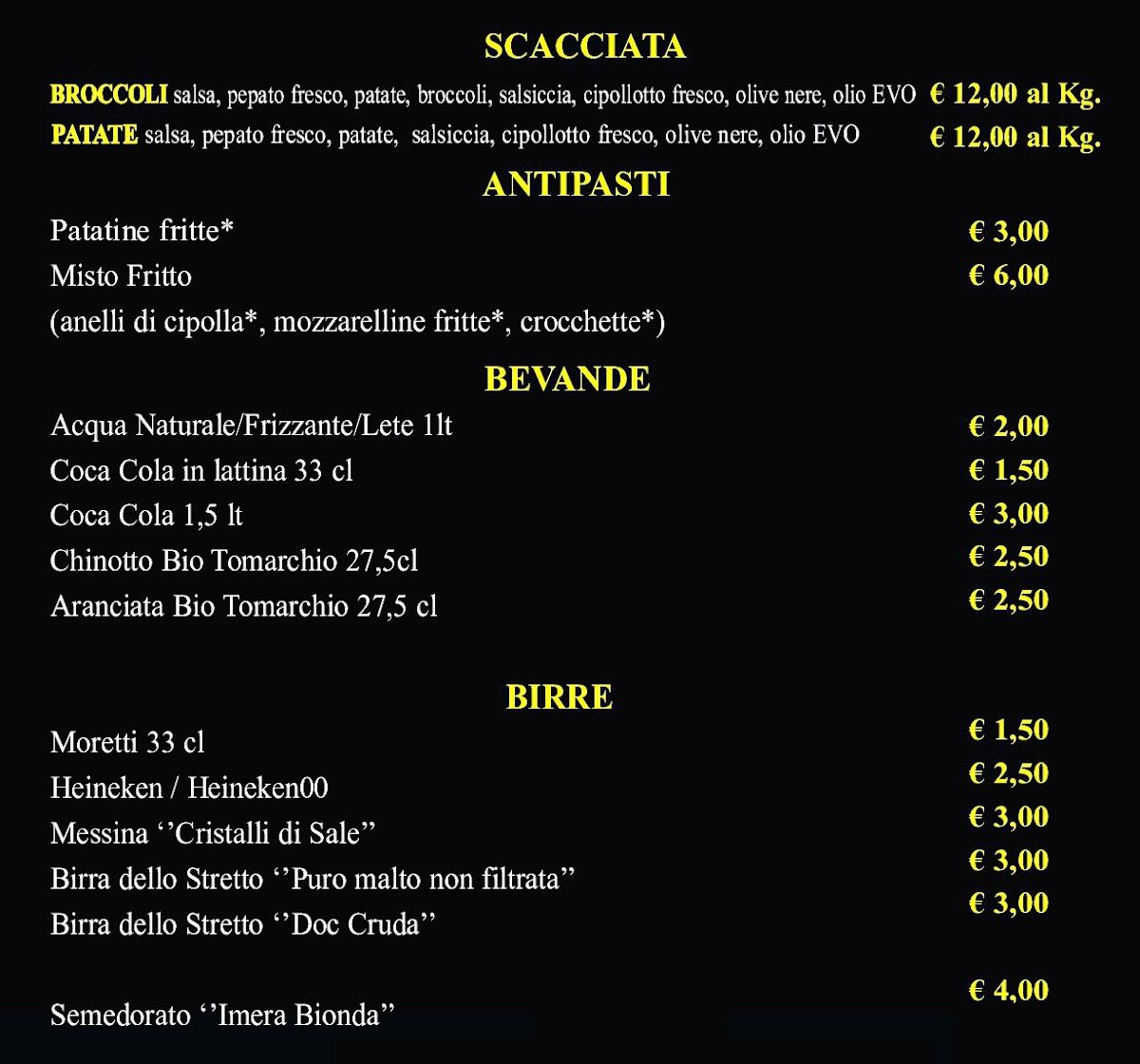 Menu da Pizzeria La Stella, Acireale