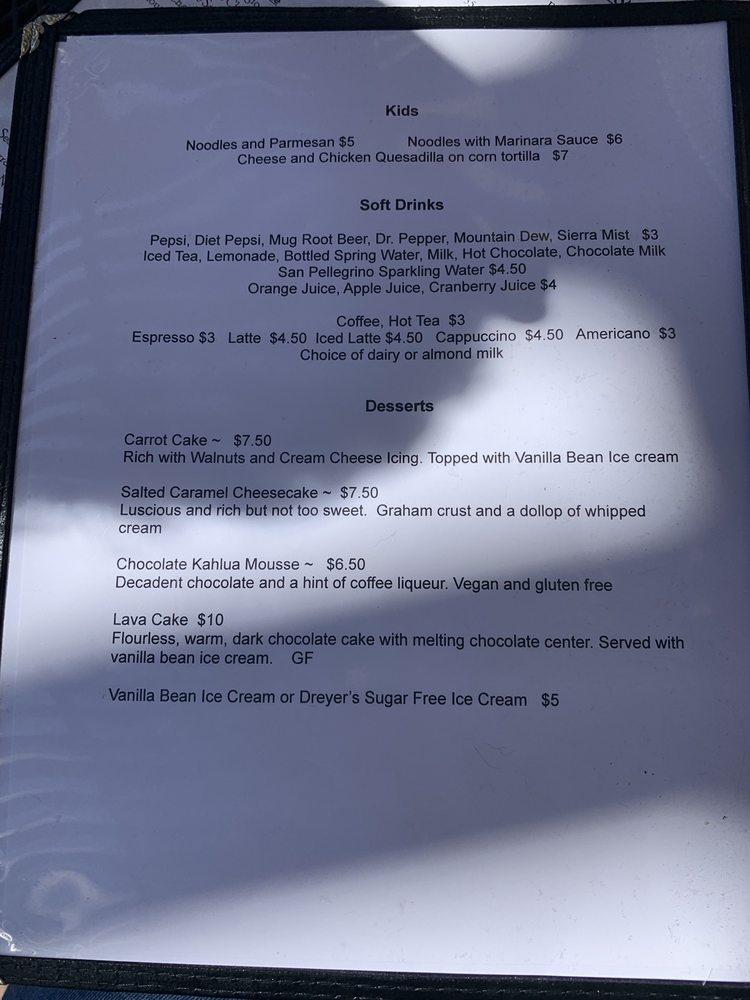 Menu at Wild Thyme Cafe, Kanab