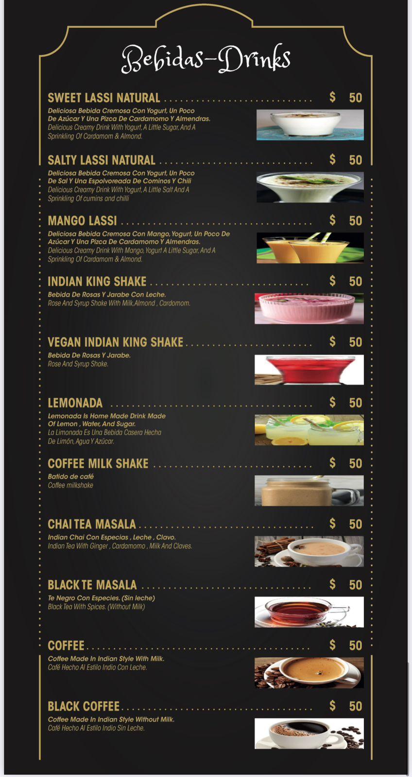 Menu at Red Indian Chilli Express restaurant, Oaxaca