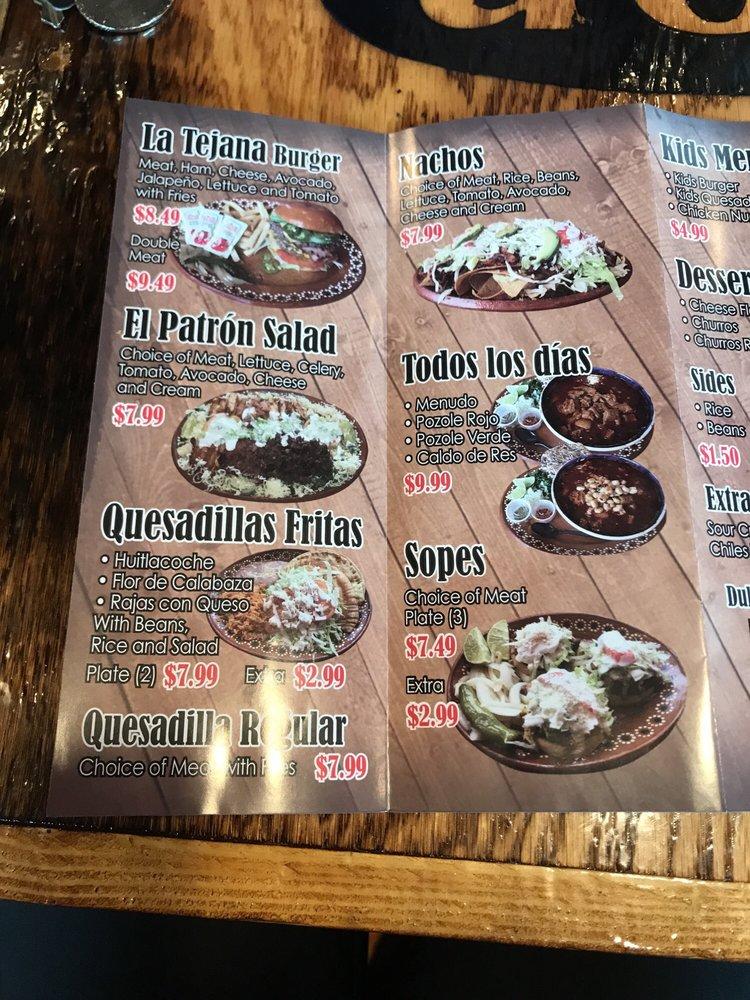 Menu at The Patron Tacos And Tortas restaurant, Garland