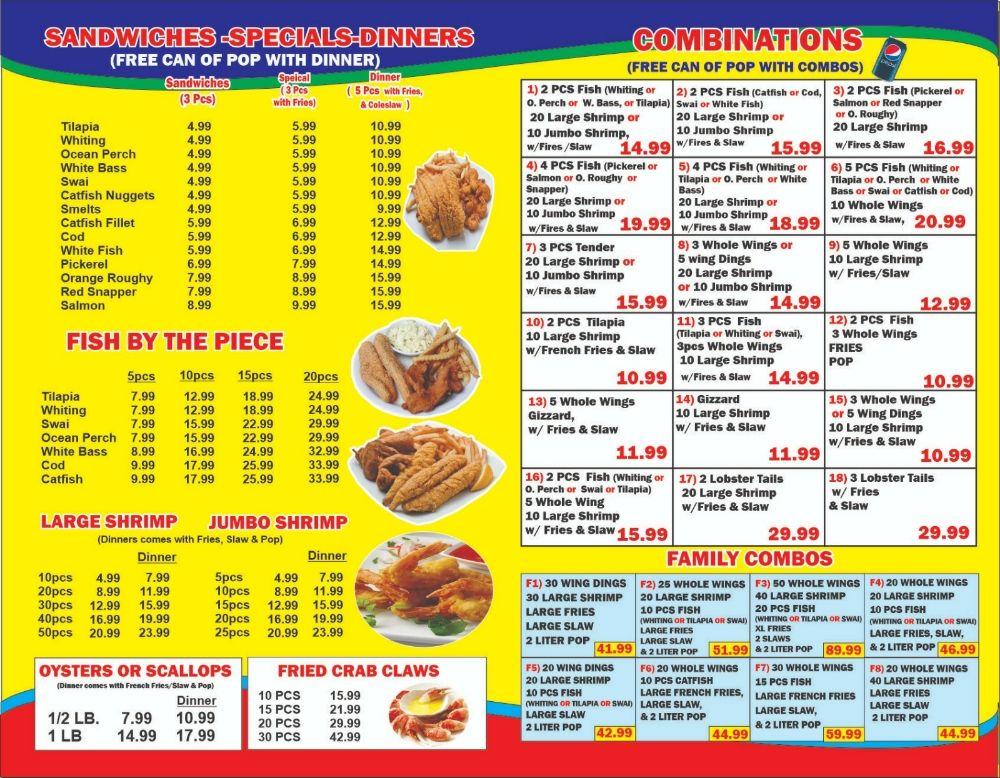 Menu at Waltons Fresh Fish restaurant, Pontiac