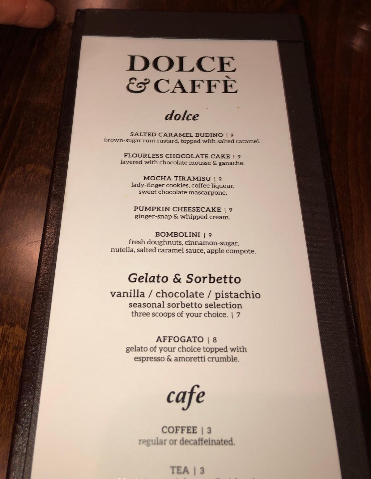 Menu at La Mondina restaurant, Brielle