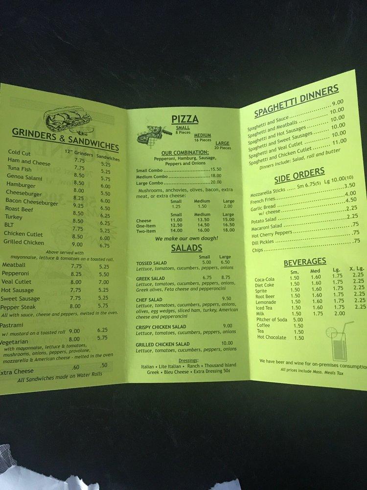 Menu at Pizza Corner pizzeria, Ludlow