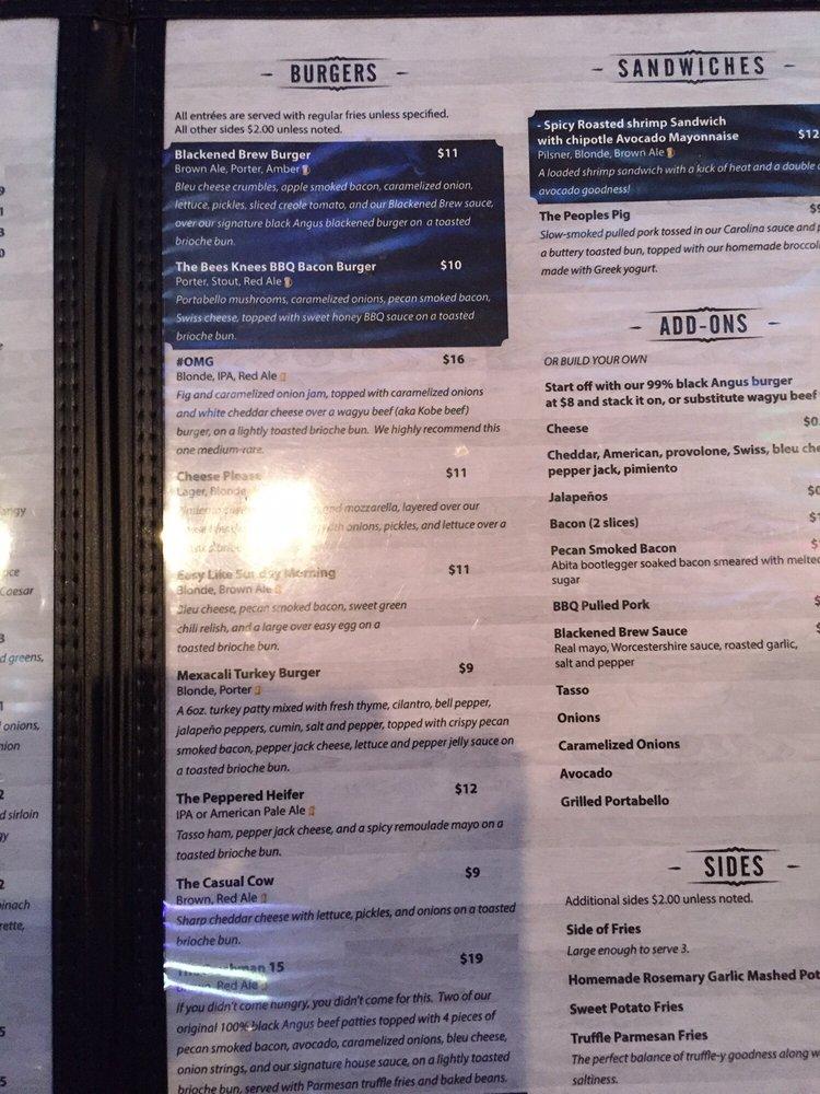 Menu at Blackened Brew pub & bar, Hammond