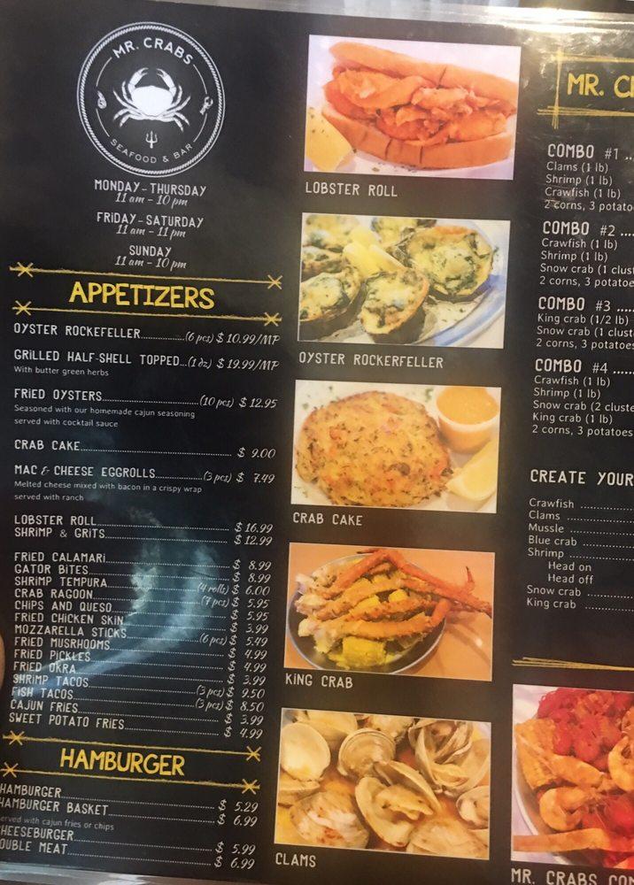 Menu at MR. Crab pub & bar, Grand Prairie