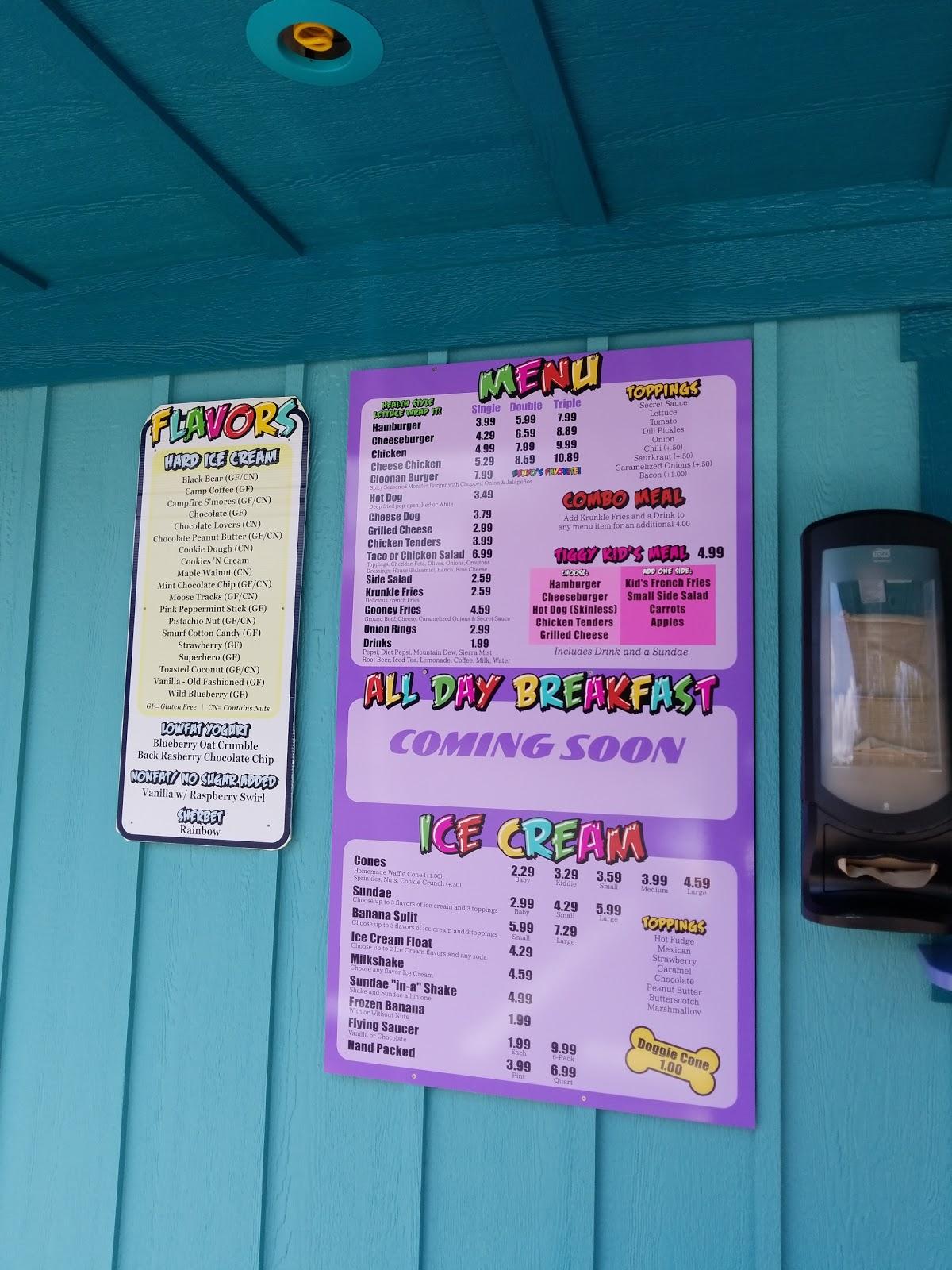 Menu at Henyo's Gooney Village cafe, Phelps