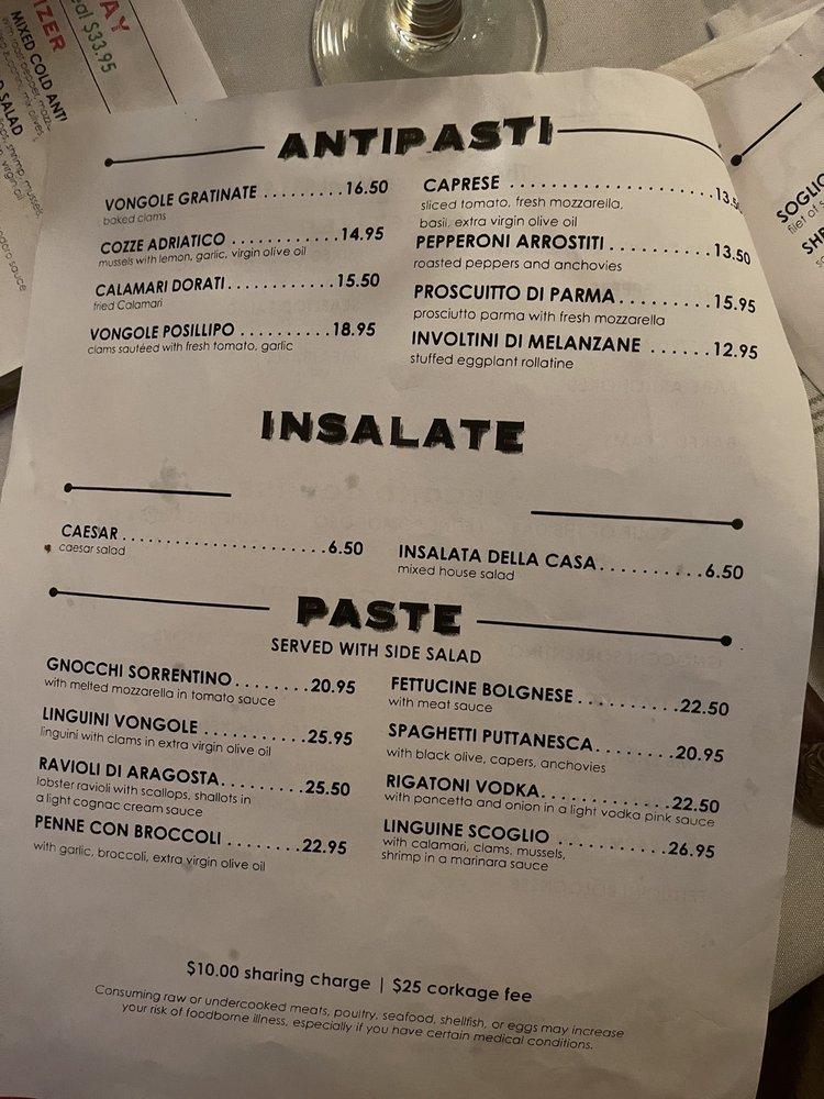 Menu at Positano Italian Restaurant, Boca Raton