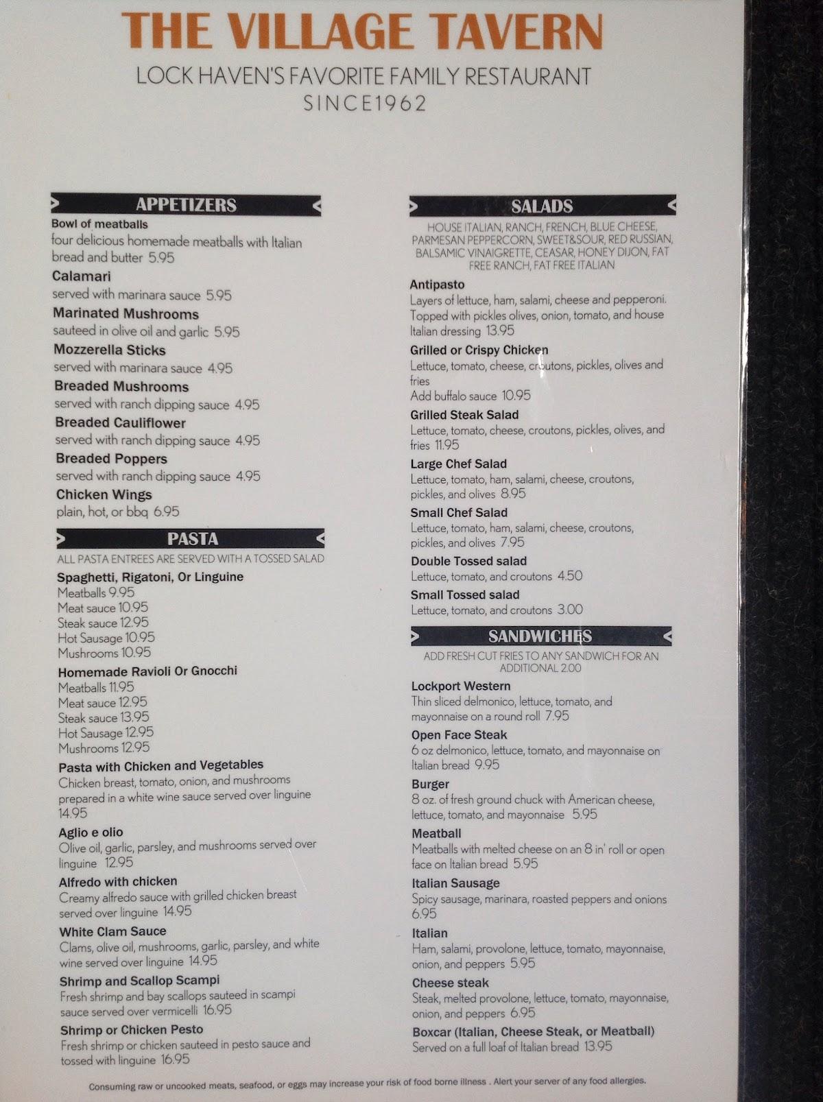 menu-at-village-tavern-restaurant-lock-haven