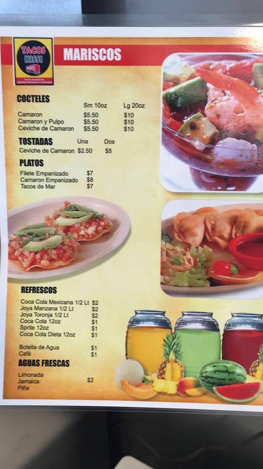 Menu at Tacos kissi movil restaurant, Laredo