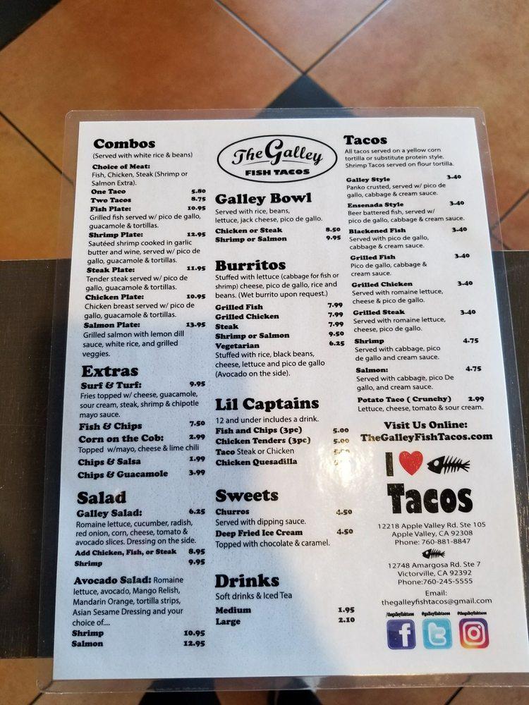 Carta del restaurante Captains Fish Tacos, Victorville