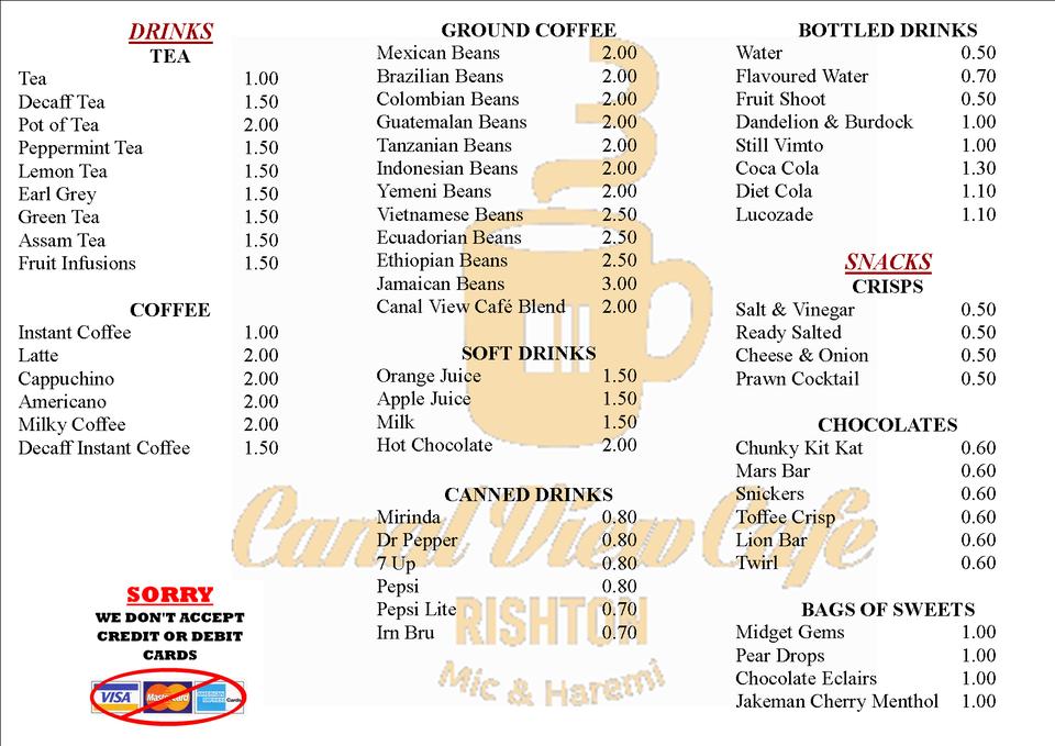 canal view café blackburn menu