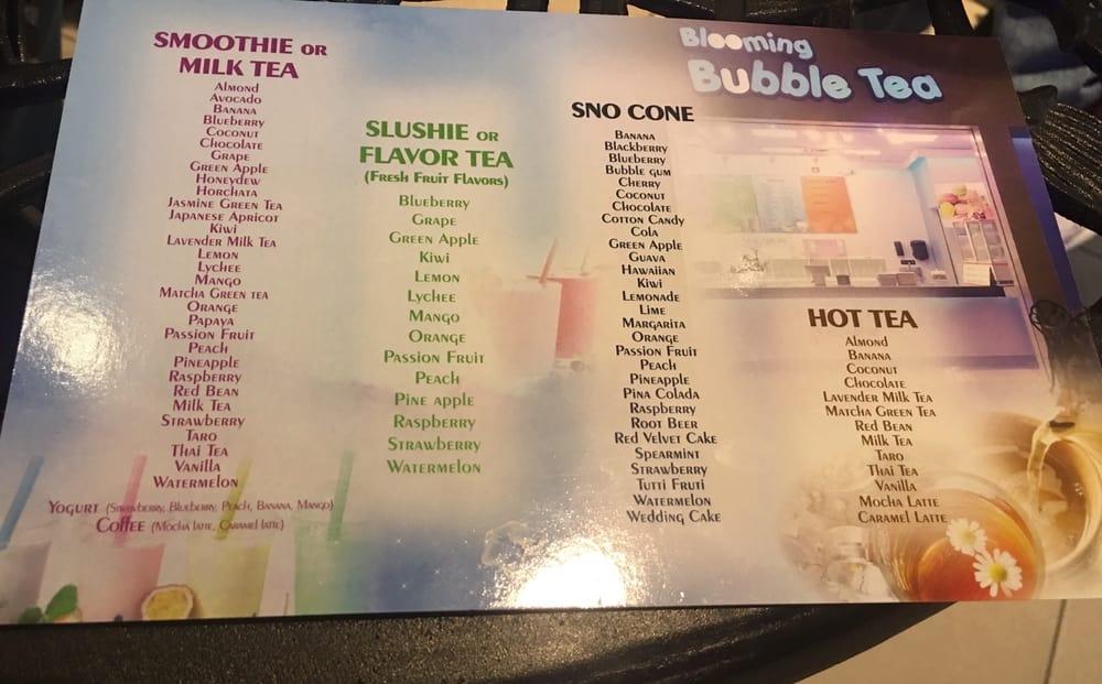 Menu at Blooming Bubble Tea pub & bar, Memphis, N Germantown Pkwy