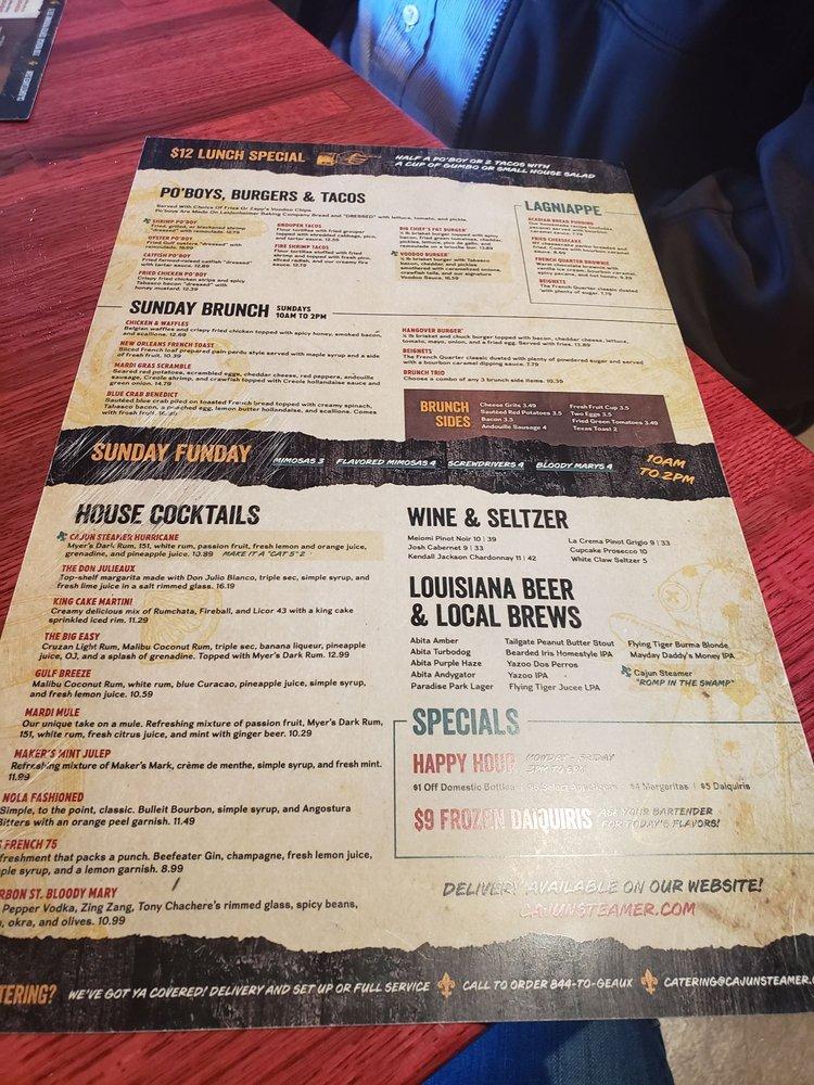 Menu at Cajun Steamer Bar & Grill, Murfreesboro