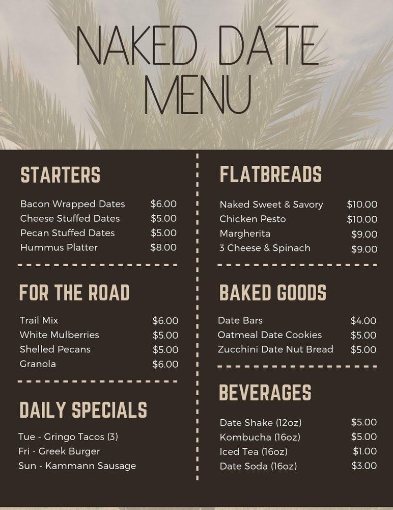 Menu At Naked Dates Wellton