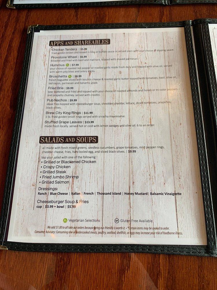 Menu at Penn Ave Pub, Monaca