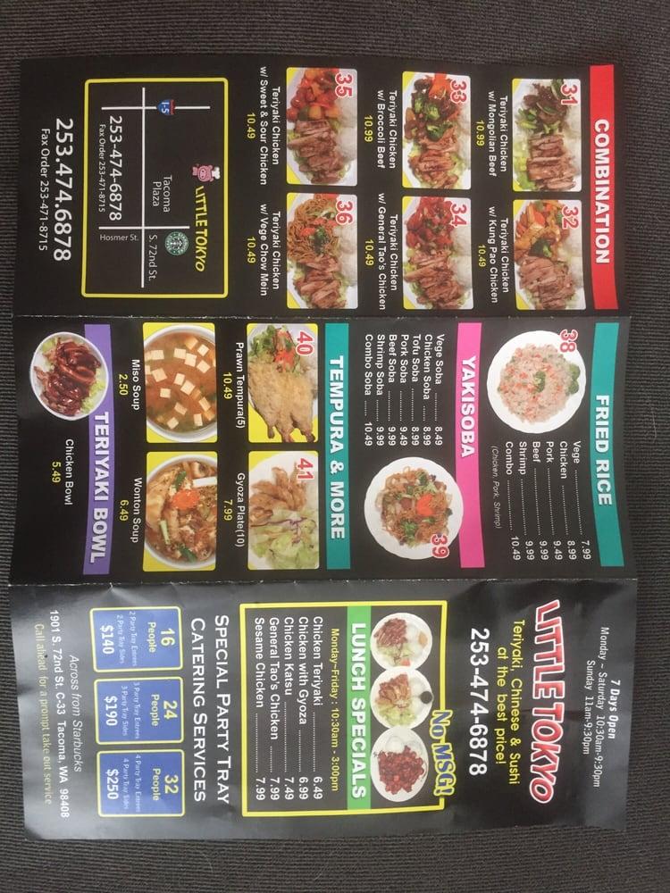 Menu at Little Tokyo Teriyaki Restaurant, Tacoma, S 72nd St