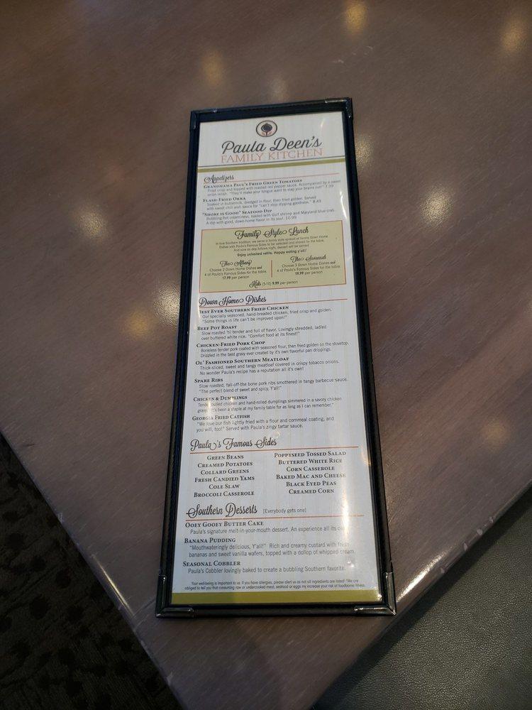 Menu at Paula Deen's Family Kitchen restaurant, Myrtle Beach, Celebrity Cir