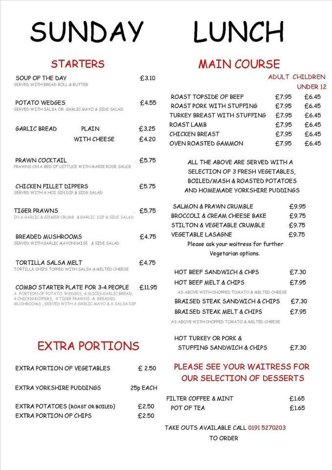 Menu at The Half Moon pub & bar, Easington