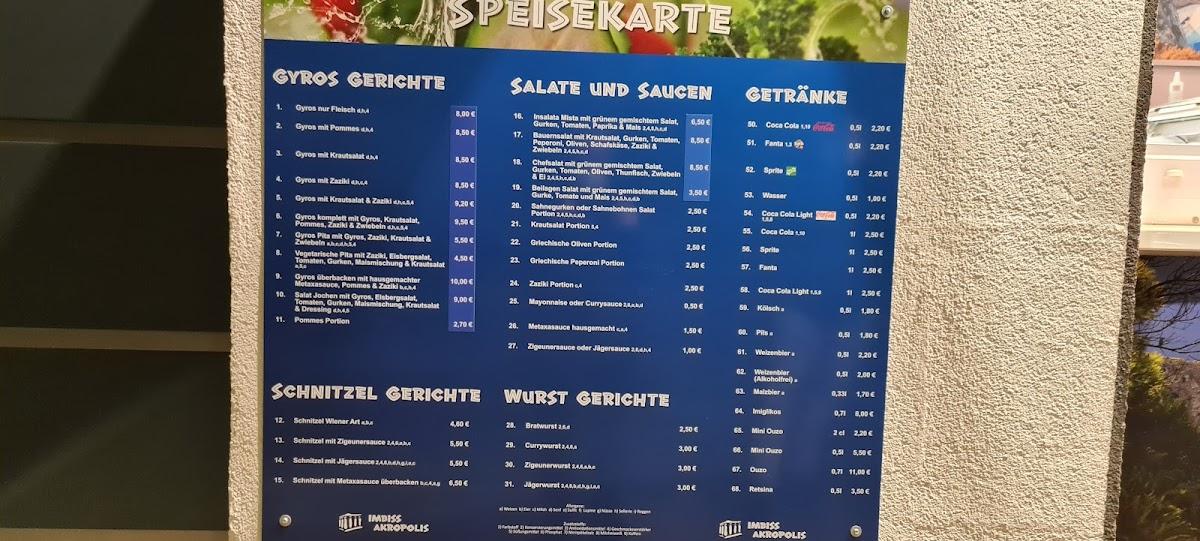 Speisekarte Von Imbiss Akropolis Restaurant Bergisch Gladbach