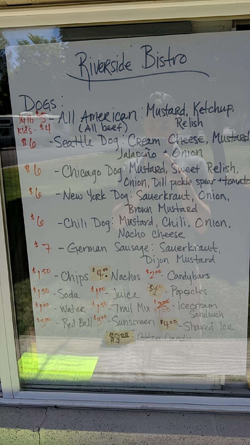 Menu at Riverside Bistro restaurant, Post Falls