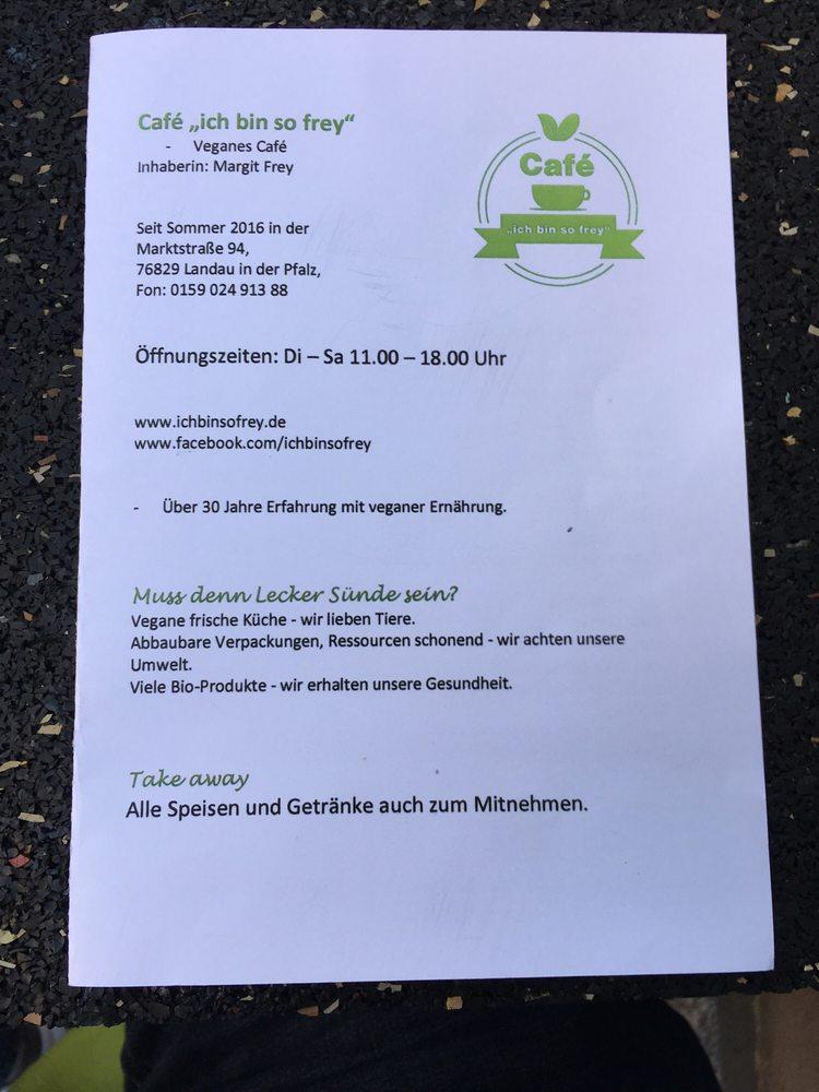 Speisekarte von Café Ich bin so Frey cafe Landau in der Pfalz