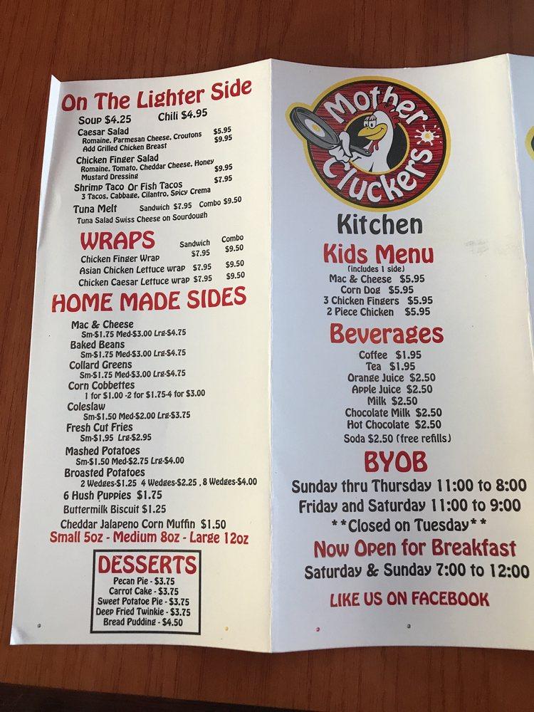 Menu at Mother Cluckers Kitchen Chicago restaurant, Chicago
