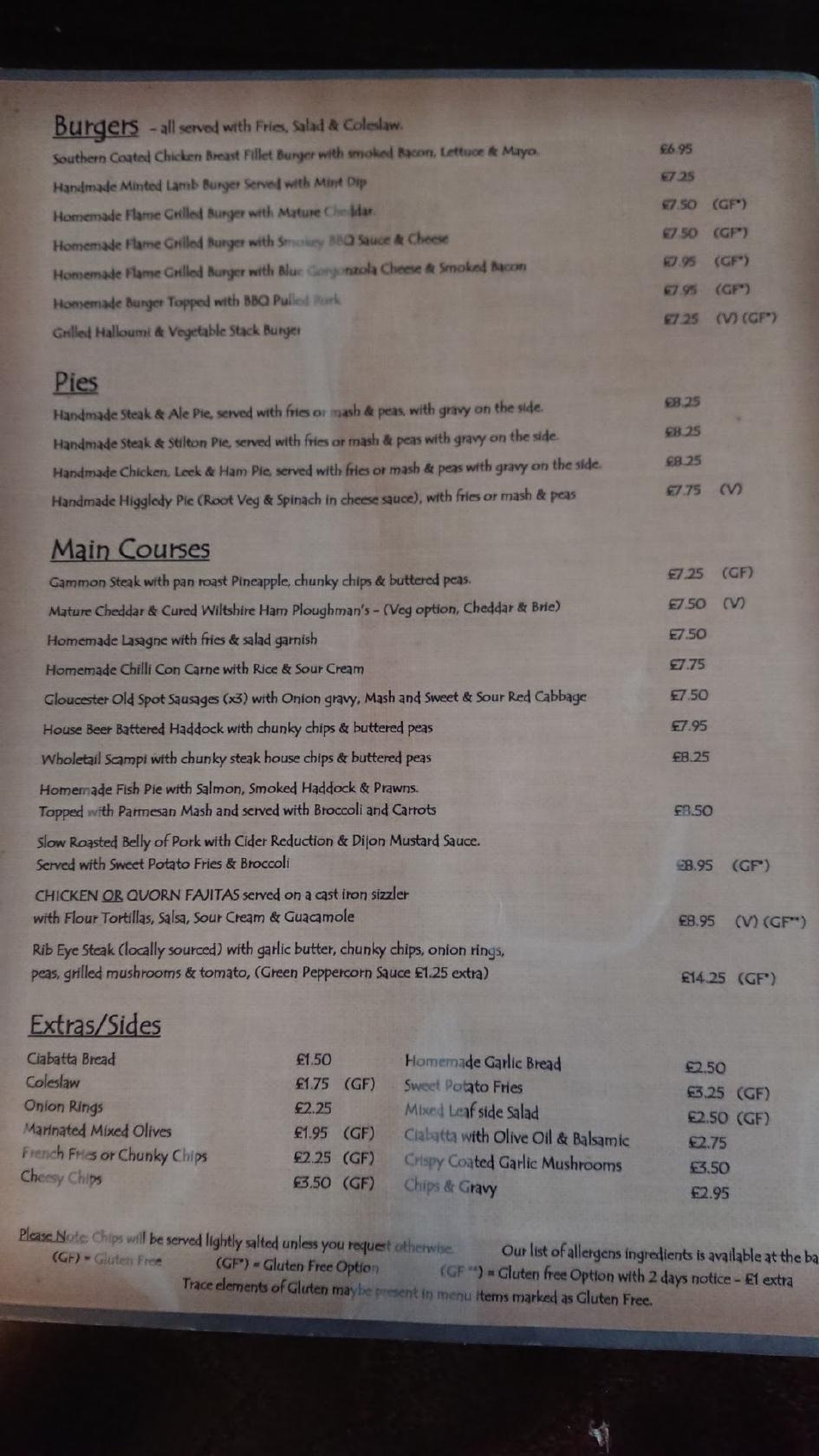 Menu at The Kings Arms pub & bar, Trowbridge, 5A Castle St