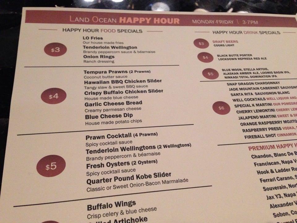 Menu at Land Ocean Restaurant Folsom, Folsom